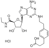 3-(4-(2-((6-amino-9-((2R,3R,4S,5S)-5-(ethylcarbamoyl)-3,4-dihydroxytetrahydrofuran-2-yl)-9H-purin-2-yl)amino)ethyl)phenyl)propanoic acid hydrochloride